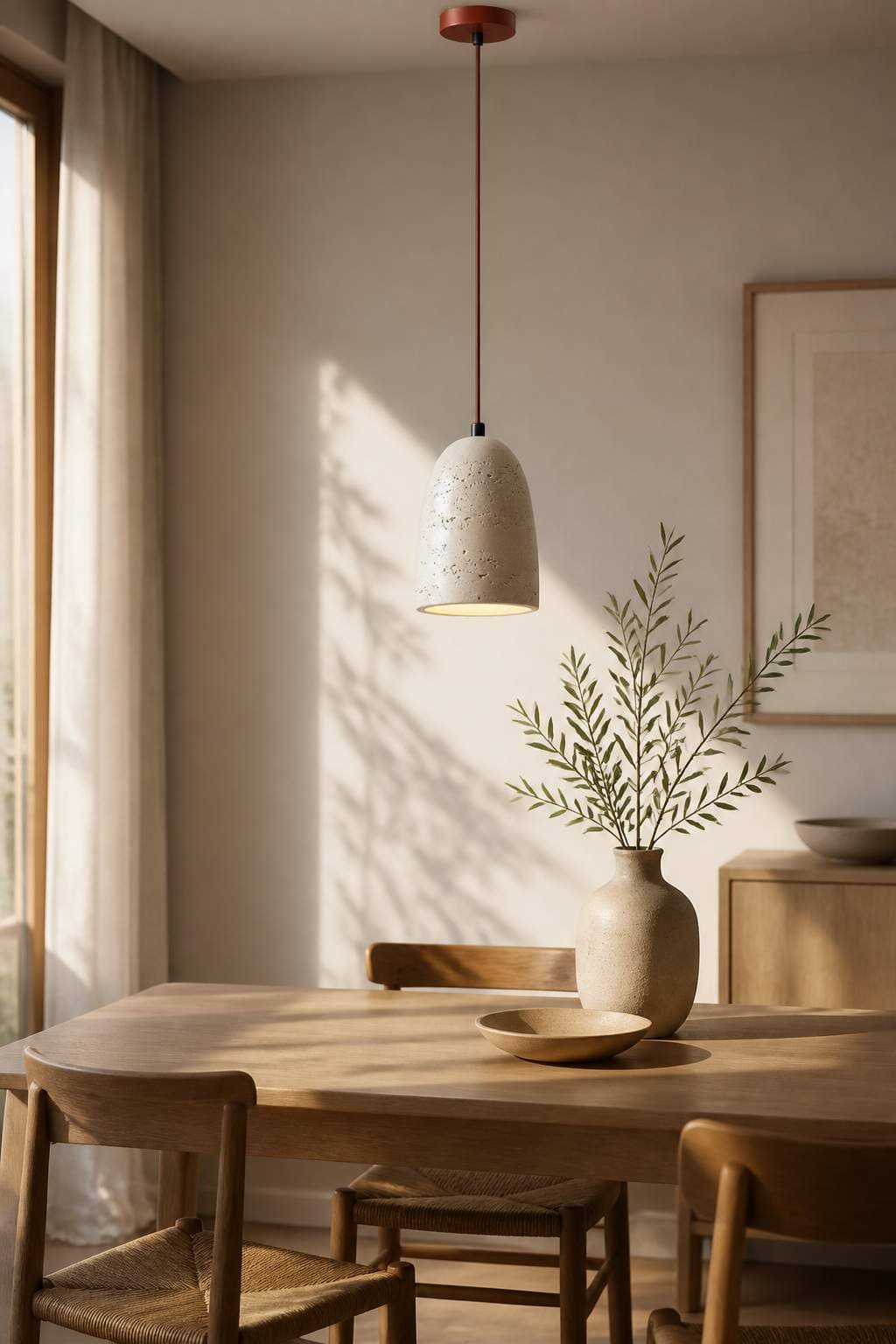 Elongated Dome Yellow Cement Pendant Light – PDL-10Q