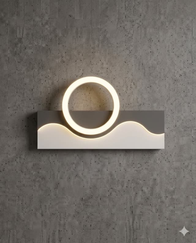 Modern Abstract Round LED Wall Light – Artistic Wave Design Wall Lamp for Living Room & Hotel Interiors – Decorative Wall Lamps (view 5)