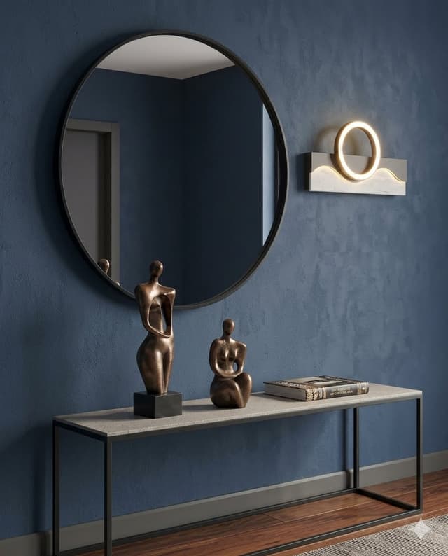Modern Abstract Round LED Wall Light – Artistic Wave Design Wall Lamp for Living Room & Hotel Interiors – Decorative Wall Lamps (view 4)