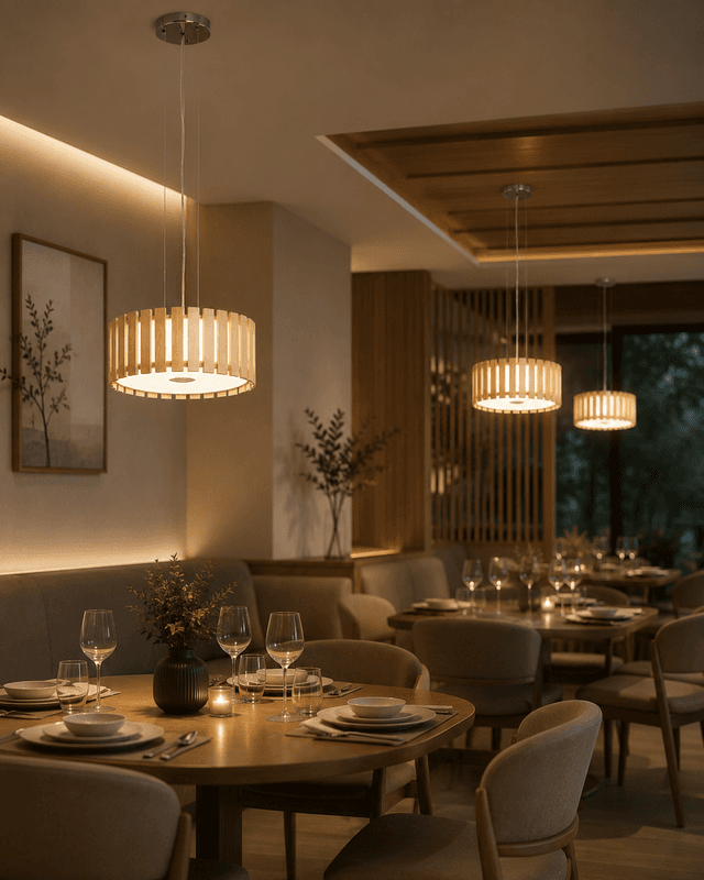 Modern Wood Ring LED Pendant Light | Natural Wooden Drum Chandelier – Ring Chandeliers