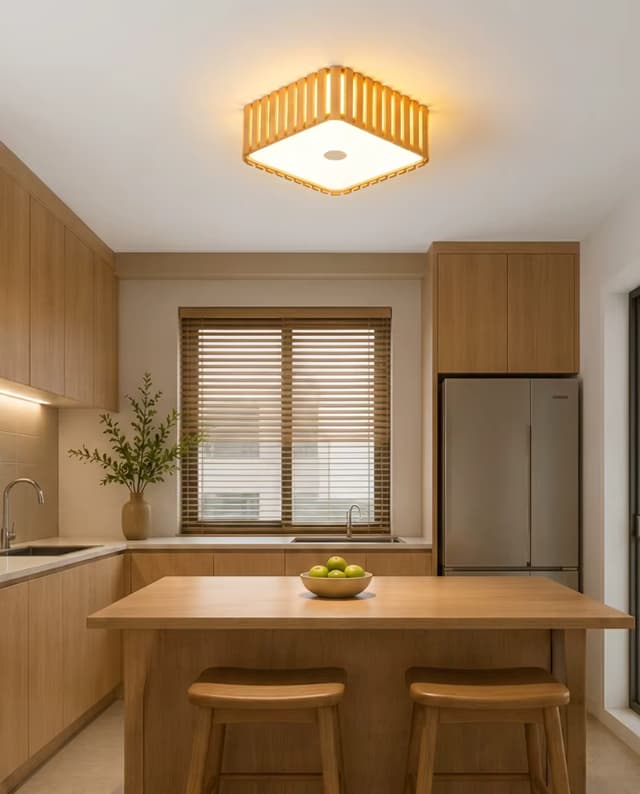 Modern Walnut Square LED Ceiling Light | Full Spectrum Eye Protection 36W Flush Mount Fixture – Flush Mount Ceiling Lights (view 2)