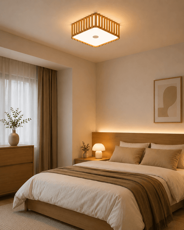 Modern Walnut Square LED Ceiling Light | Full Spectrum Eye Protection 36W Flush Mount Fixture – Flush Mount Ceiling Lights (view 3)