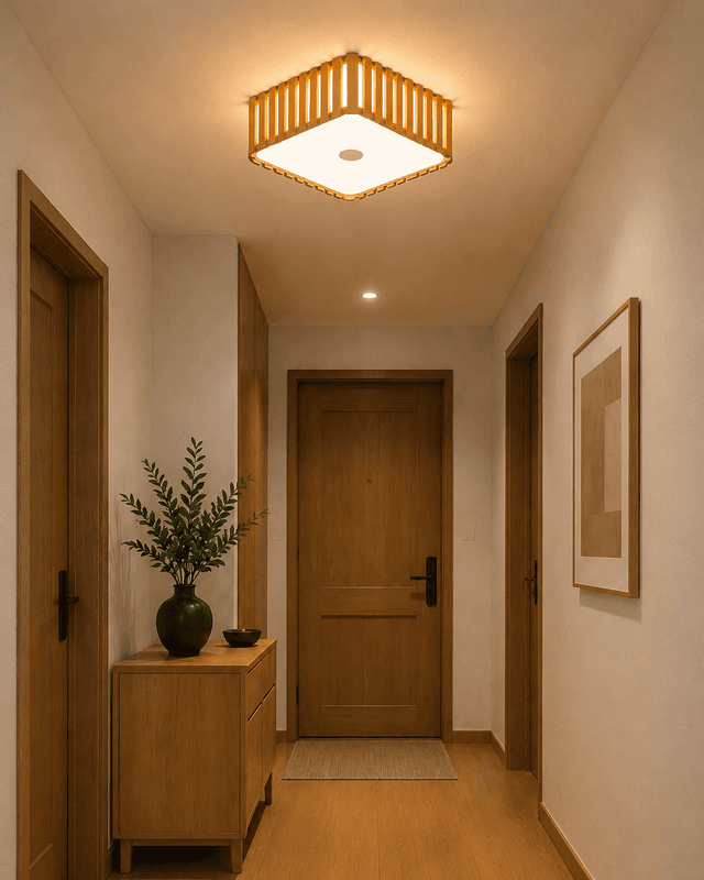 Modern Walnut Square LED Ceiling Light | Full Spectrum Eye Protection 36W Flush Mount Fixture – Flush Mount Ceiling Lights (view 4)