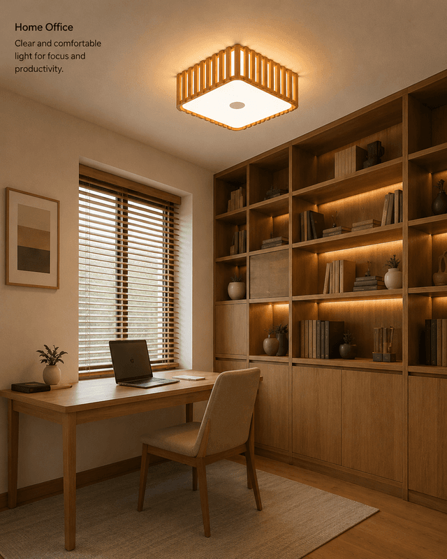 Modern Walnut Square LED Ceiling Light | Full Spectrum Eye Protection 36W Flush Mount Fixture – Flush Mount Ceiling Lights (view 5)