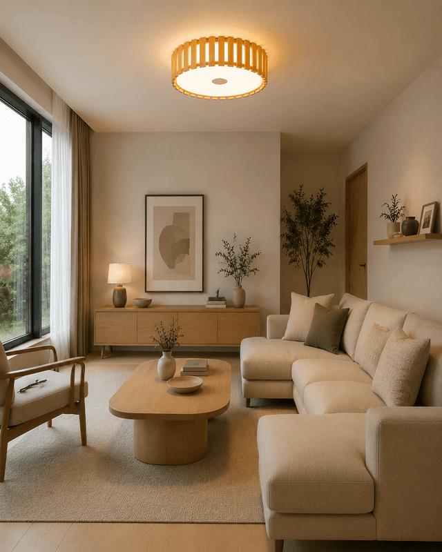 Modern Wood Ring LED Ceiling Light | Natural Wooden Flush Mount Lamp – Flush Mount Ceiling Lights (view 3)