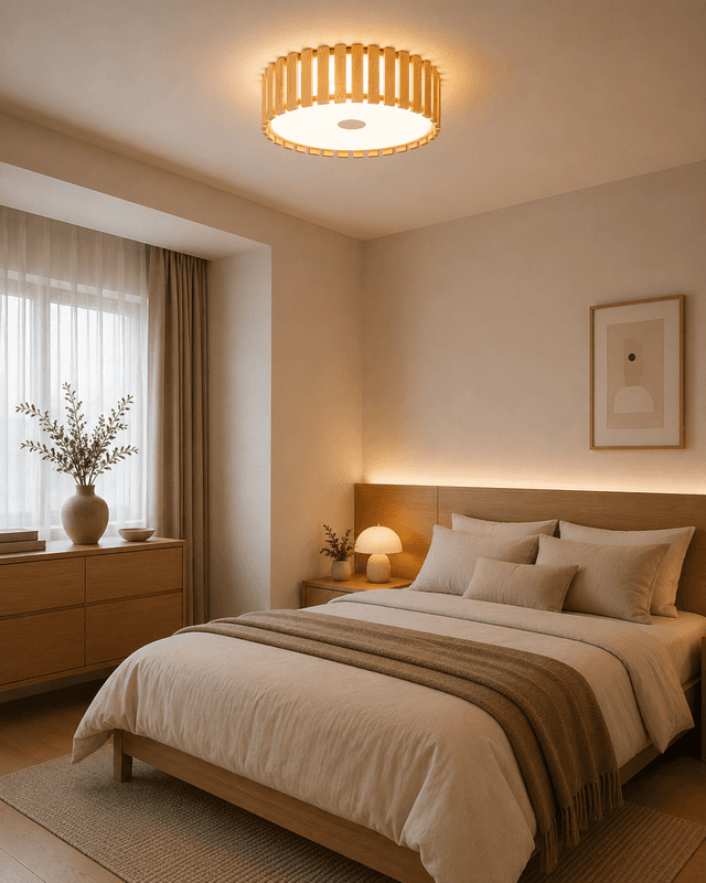 Modern Wood Ring LED Ceiling Light | Natural Wooden Flush Mount Lamp – Flush Mount Ceiling Lights (view 5)