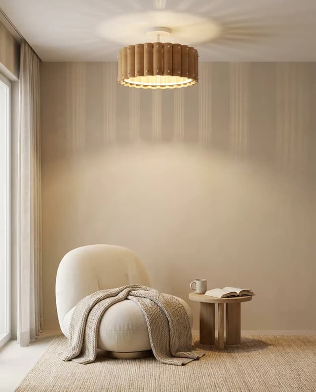 Modern Wood Drum Ceiling Light | Natural Wooden Flush Mount Lamp E27 – Flush Mount Ceiling Lights
