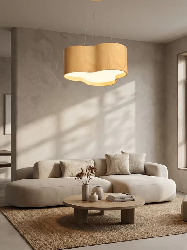 Modern Wooden Wave Pendant Light | Nordic Natural Wood LED Hanging Lamp for Residential & Hospitality Projects – Single Pendant (view 3)