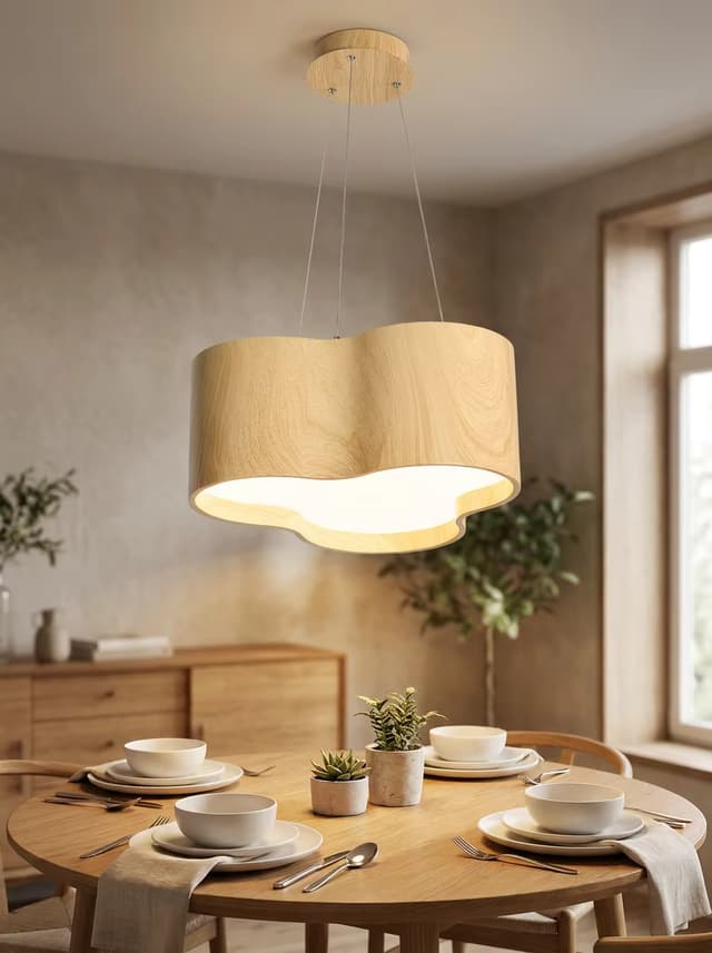 Modern Wooden Wave Pendant Light | Nordic Natural Wood LED Hanging Lamp for Residential & Hospitality Projects – Single Pendant (view 5)