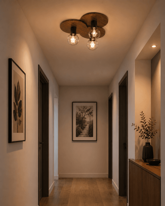 Modern Minimalist Solid Wood Wall Light for Hallway & Bedroom – Flush Mount Ceiling Lights (view 5)