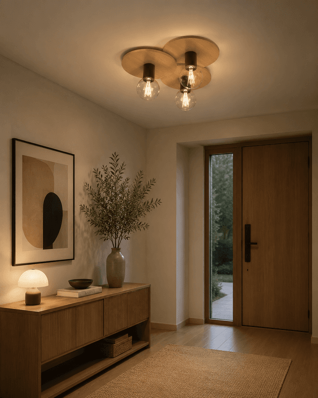 Modern Minimalist Solid Wood Wall Light for Hallway & Bedroom – Flush Mount Ceiling Lights