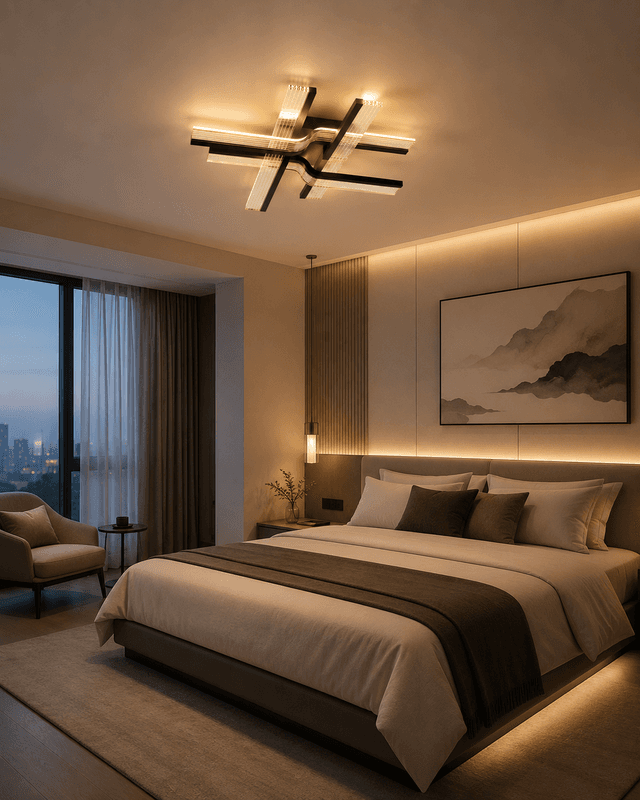 Modern Geometric LED Ceiling Light | Minimalist Living Room Chandelier Luxury Flush Mount – Flush Mount Ceiling Lights (view 2)