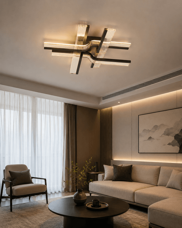 Modern Geometric LED Ceiling Light | Minimalist Living Room Chandelier Luxury Flush Mount – Flush Mount Ceiling Lights (view 4)