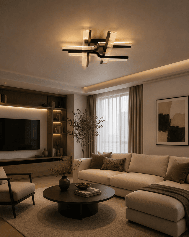 Modern Geometric LED Ceiling Light | Minimalist Living Room Chandelier Luxury Flush Mount – Flush Mount Ceiling Lights (view 5)