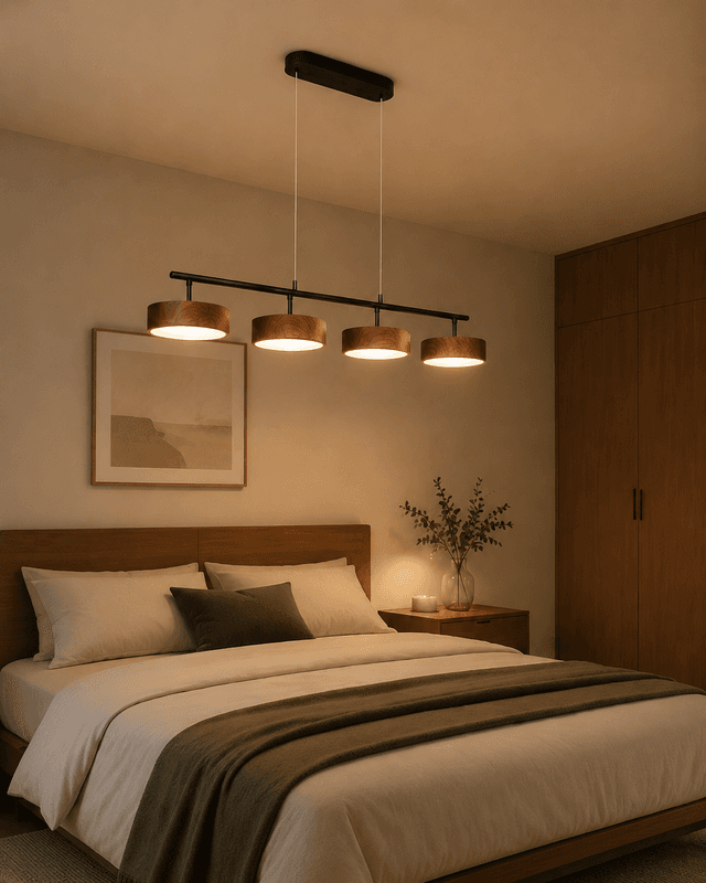 Modern Linear Wood Pendant Light – 910mm Minimalist LED Bar Suspension Lamp for Kitchen Island & Dining Space – Linear Pendant (view 2)