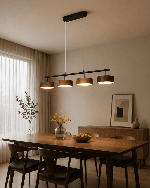 Modern Linear Wood Pendant Light – 910mm Minimalist LED Bar Suspension Lamp for Kitchen Island & Dining Space – Linear Pendant (view 3)