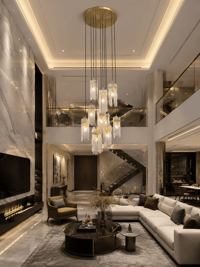 Modern Luxury Copper 10-Light Chandelier for High Ceiling & Stairwell – Crystal Chandeliers