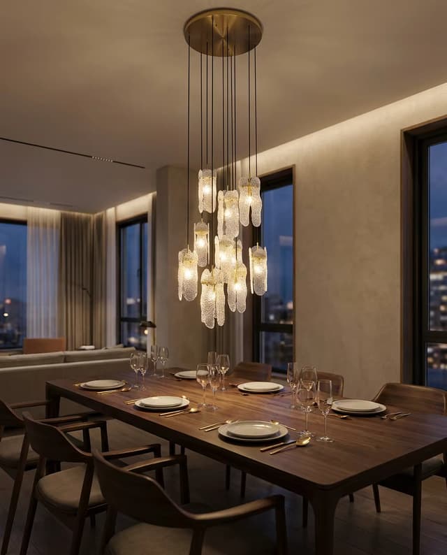 Modern Luxury Copper 10-Light Chandelier for High Ceiling & Stairwell – Crystal Chandeliers (view 4)