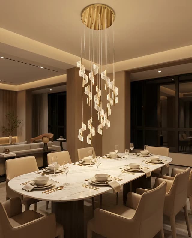 Modern Luxury Spiral LED Chandelier for Stairwell & High Ceiling – Crystal Chandeliers (view 2)