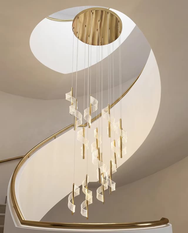 Modern Luxury Spiral LED Chandelier for Stairwell & High Ceiling – Crystal Chandeliers (view 4)