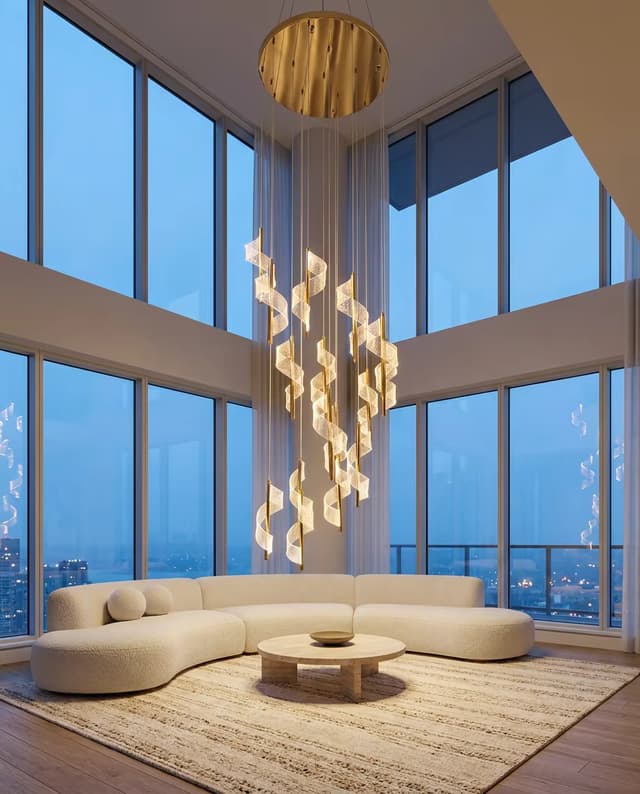 Modern Luxury Spiral LED Chandelier for Stairwell & High Ceiling – Crystal Chandeliers (view 5)