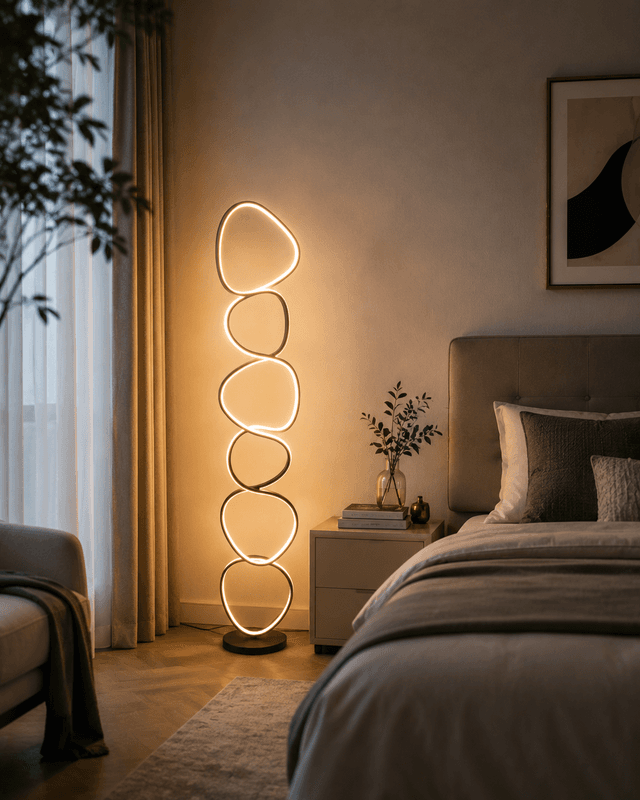 Modern Pebble Stack LED Floor Lamp | Sculptural Minimalist Standing Light 80W – Modern Floor Lamps (view 4)
