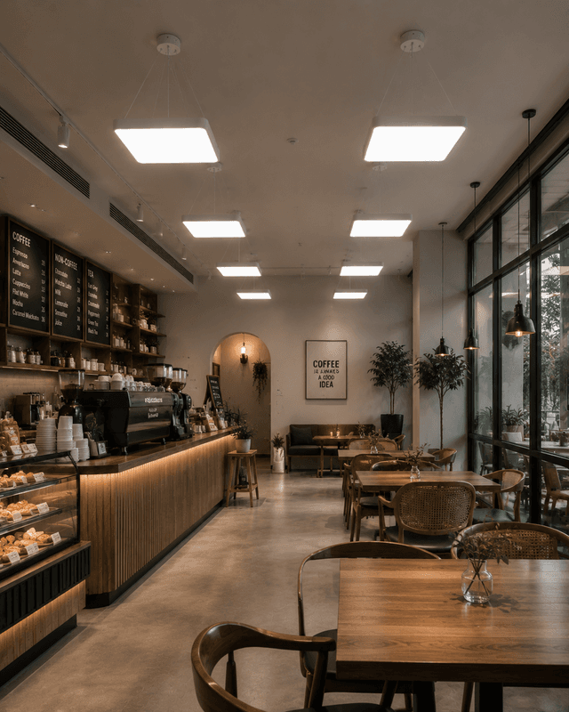 Modern Square Geometric LED Ceiling Light - 48W Flush Mount – Single Pendant (view 4)
