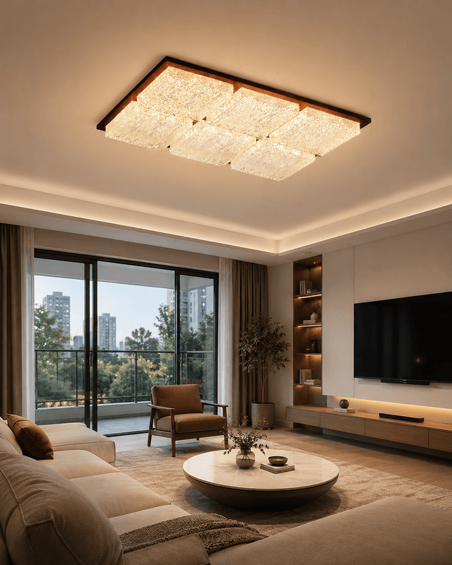 Modern Walnut Wood Smart Ceiling Light | Full Spectrum Eye Protection Mid-Century LED Lamp – Flush Mount Ceiling Lights