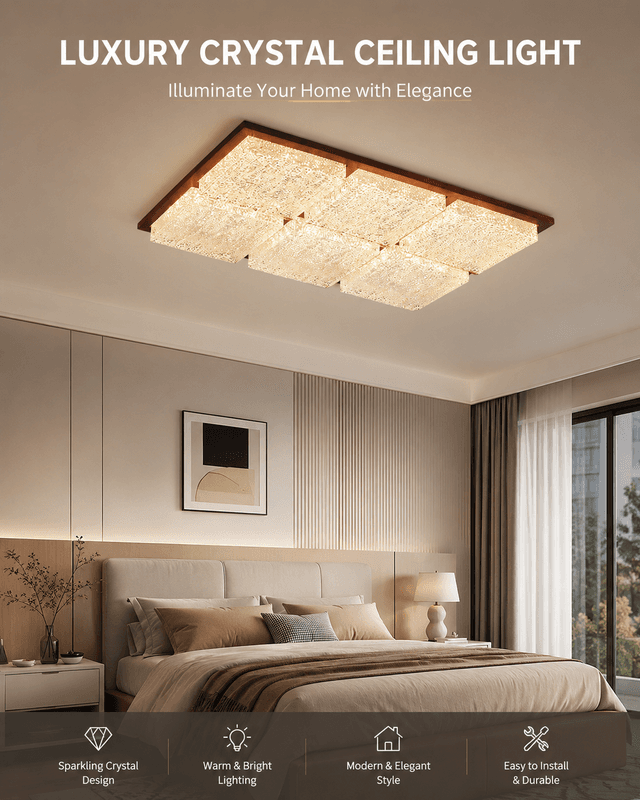 Modern Walnut Wood Smart Ceiling Light | Full Spectrum Eye Protection Mid-Century LED Lamp – Flush Mount Ceiling Lights (view 2)