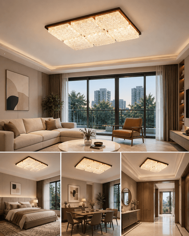 Modern Walnut Wood Smart Ceiling Light | Full Spectrum Eye Protection Mid-Century LED Lamp – Flush Mount Ceiling Lights (view 3)