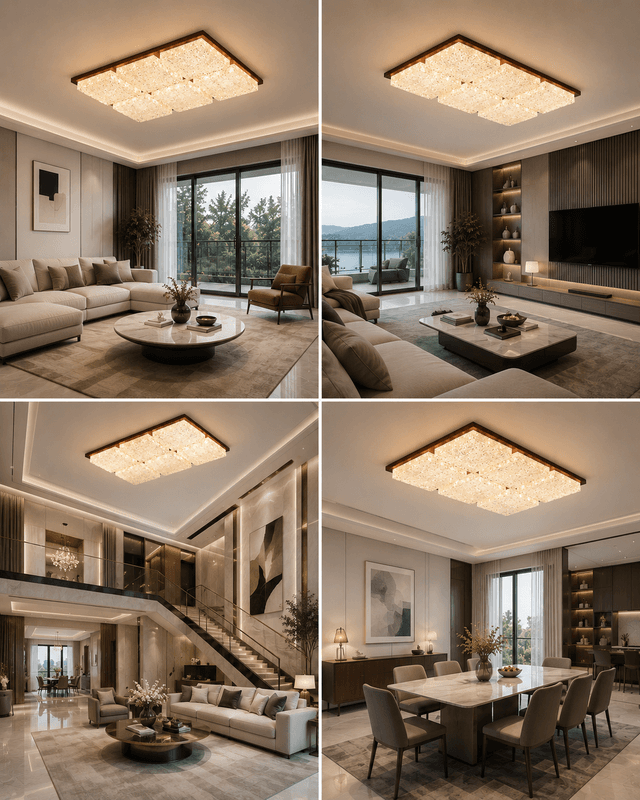 Modern Walnut Wood Smart Ceiling Light | Full Spectrum Eye Protection Mid-Century LED Lamp – Flush Mount Ceiling Lights (view 4)