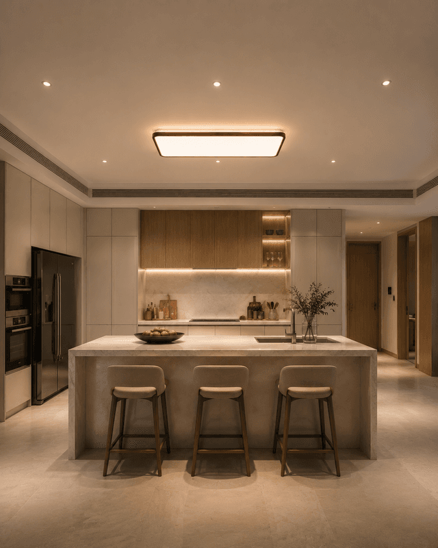 Modern Walnut Wood LED Ceiling Light | 120W Full Spectrum | Ultra Slim 80mm – Flush Mount Ceiling Lights (view 2)