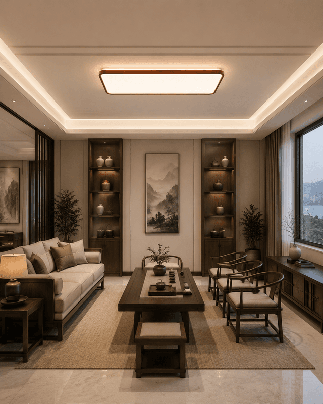 Modern Walnut Wood LED Ceiling Light | 120W Full Spectrum | Ultra Slim 80mm – Flush Mount Ceiling Lights (view 3)