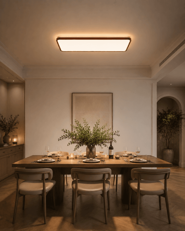 Modern Walnut Wood LED Ceiling Light | 120W Full Spectrum | Ultra Slim 80mm – Flush Mount Ceiling Lights (view 4)