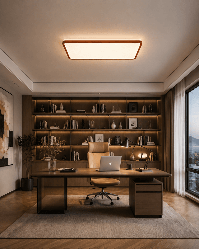 Modern Walnut Wood LED Ceiling Light | 120W Full Spectrum | Ultra Slim 80mm – Flush Mount Ceiling Lights (view 5)