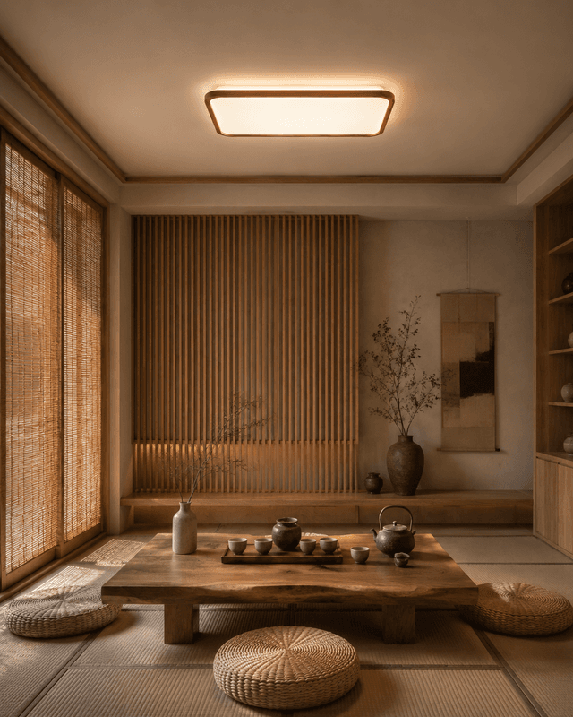 Modern Walnut Wood LED Ceiling Light | 120W Full Spectrum | Ultra Slim 80mm – Flush Mount Ceiling Lights (view 6)