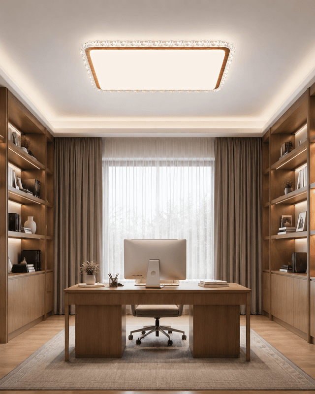 Modern Wooden Crystal LED Ceiling Light | Large Rectangular Flush Mount Lamp for Luxury Interiors – Flush Mount Ceiling Lights (view 5)