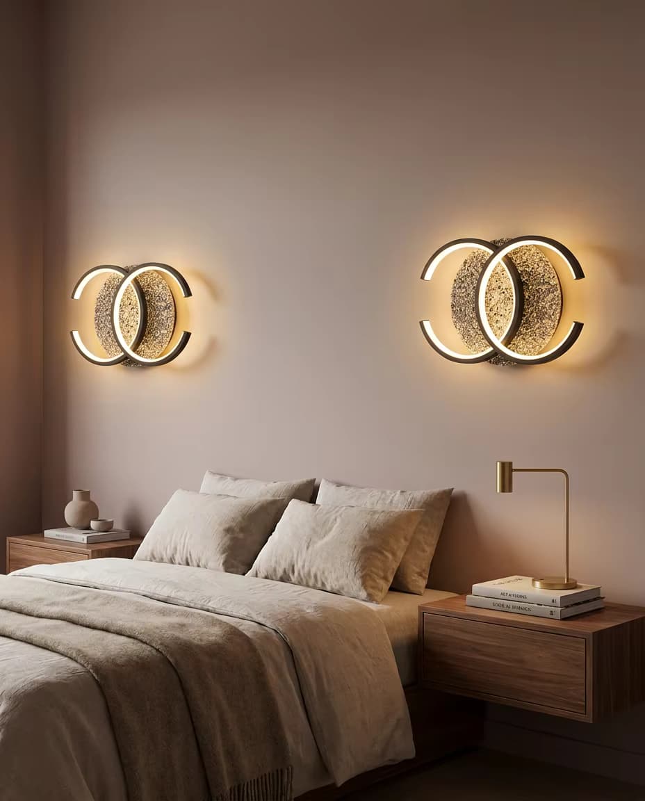 Modern Minimalist Linear Loop LED Wall Sconce - Nordic Art Deco Bedroom Bedside & Living Room Accent Light