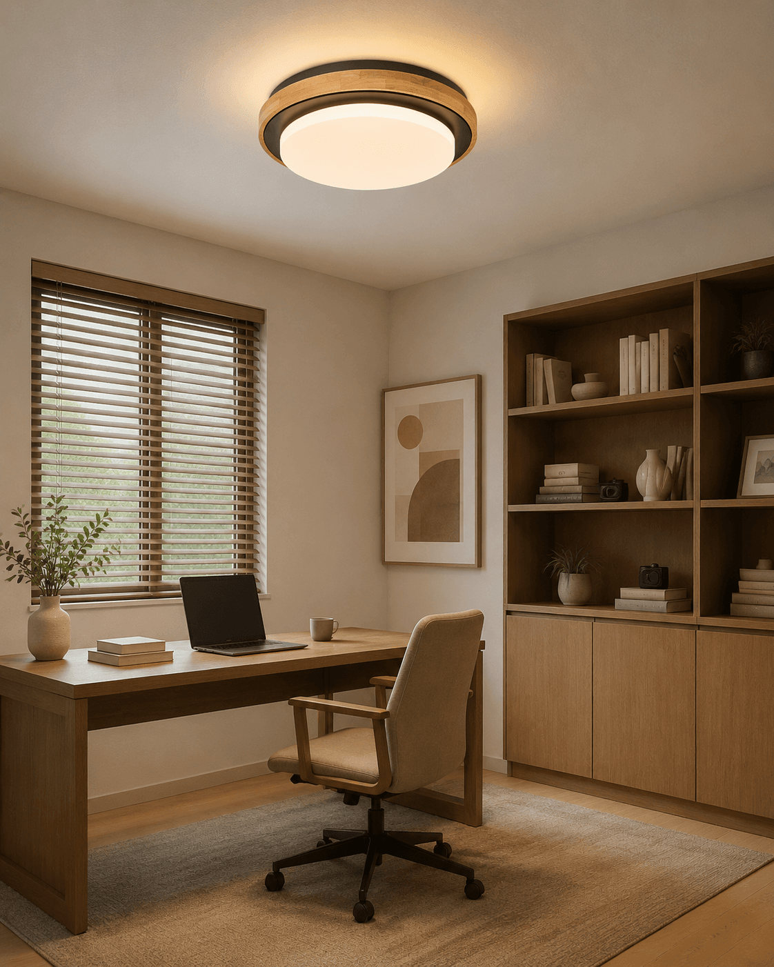 Modern 300mm Round LED Ceiling Light | Minimalist 18W Flush Mount Bedroom & Study Lamp