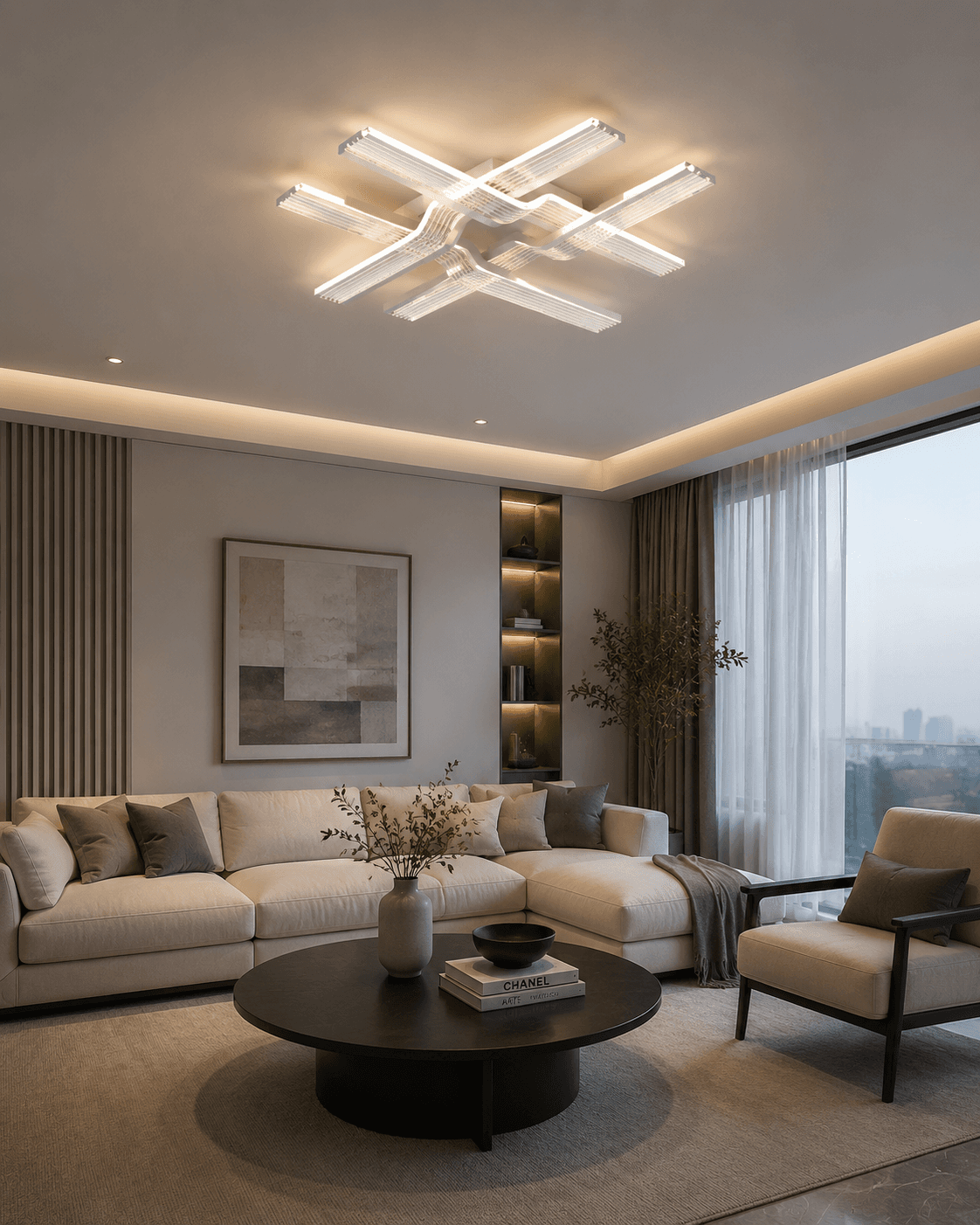 Modern Geometric LED Ceiling Light | Minimalist Living Room Chandelier Luxury Flush Mount