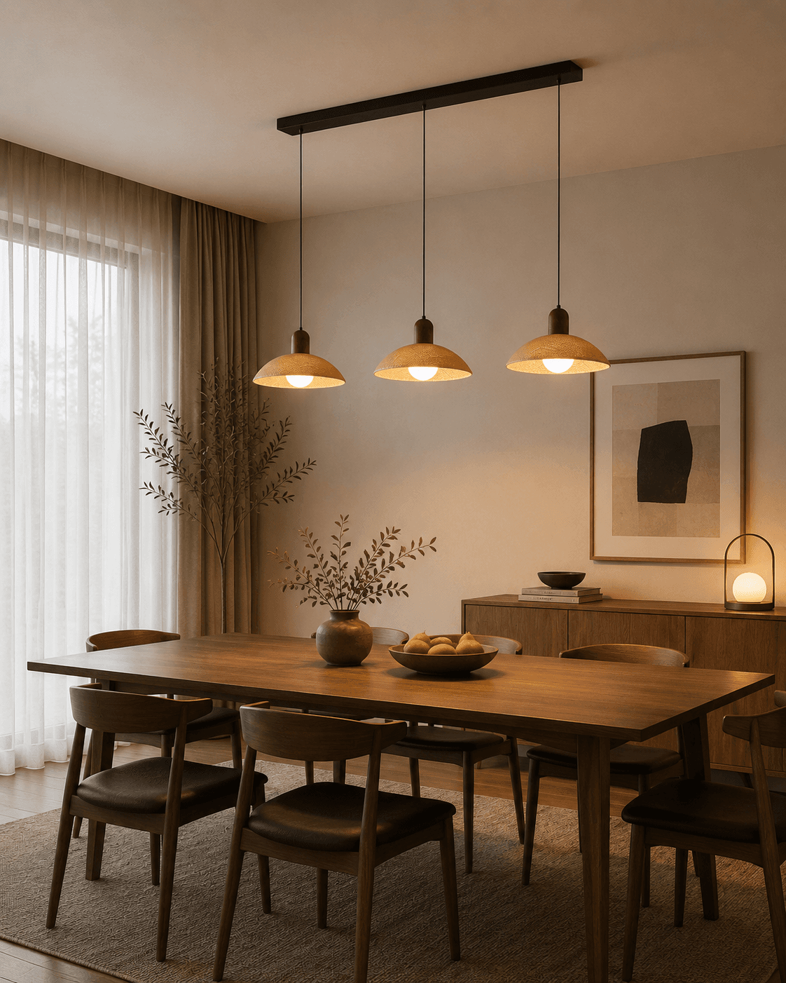 Modern 3-Light Wooden Pendant Lamp | Nordic Dining Table Hanging Light E27 Fixture