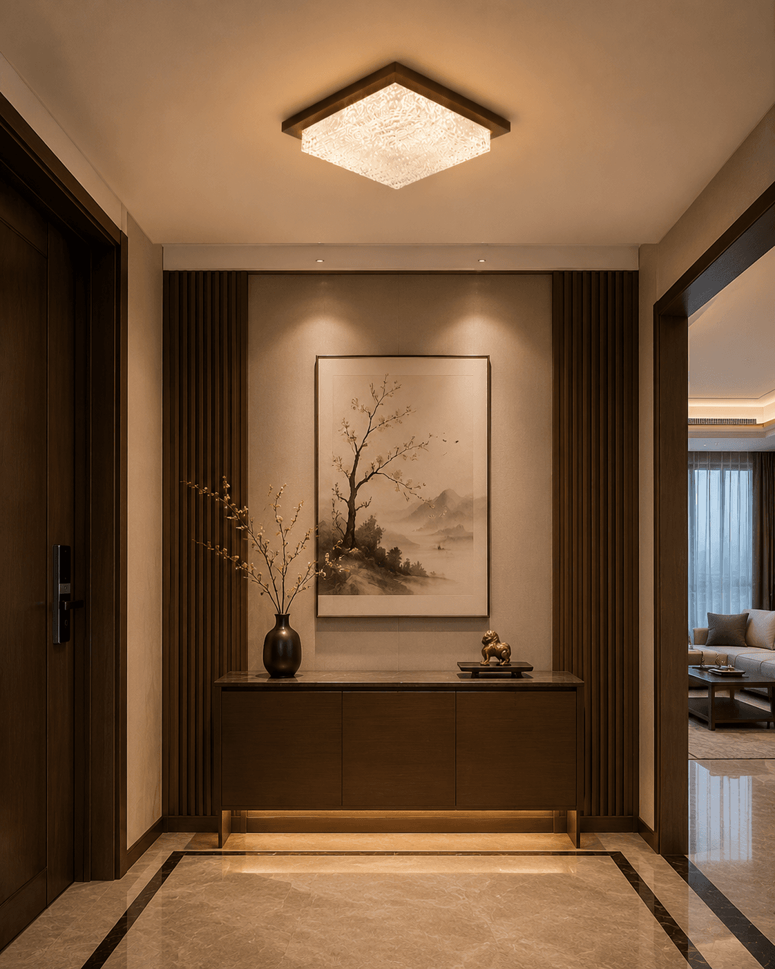 Modern Walnut Wood Full Spectrum LED Ceiling Light 18W