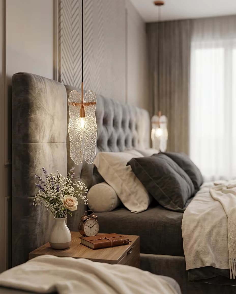 Luxury Single Copper Mini Pendant Light with Artisanal Water Ripple Glass | PZE-D0716-1