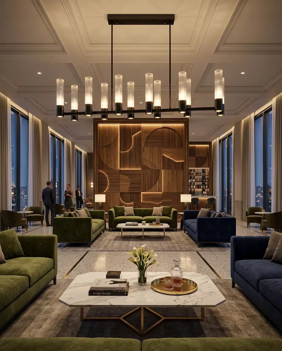 Modern Linear Glass Crystal Chandelier | Luxury LED Pendant Light for Dining Room & Hotel Project
