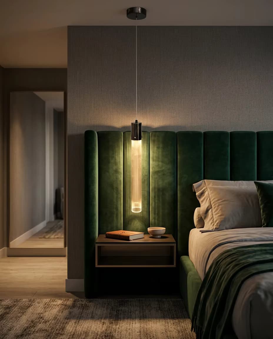 Minimalist Slim Crystal Pendant Light | Modern Vertical LED Hanging Light for Luxury Interiors