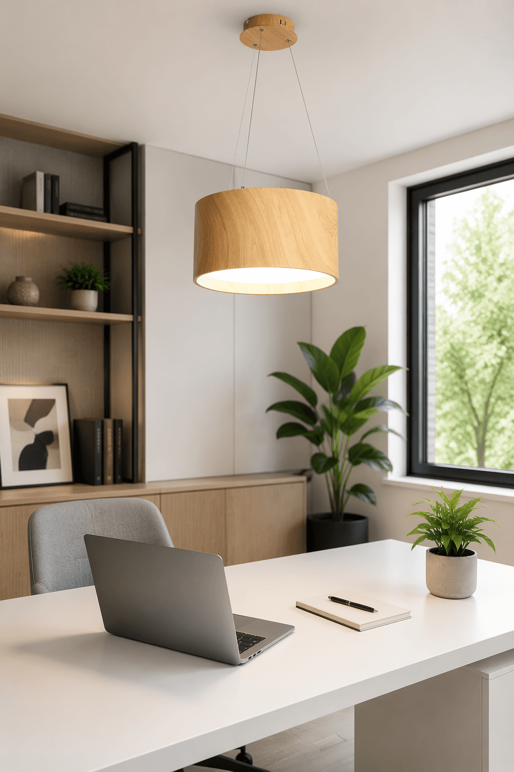Modern Wooden Cylinder Pendant Light | Nordic Natural Wood LED Hanging Lamp for Dining & Interior Projects