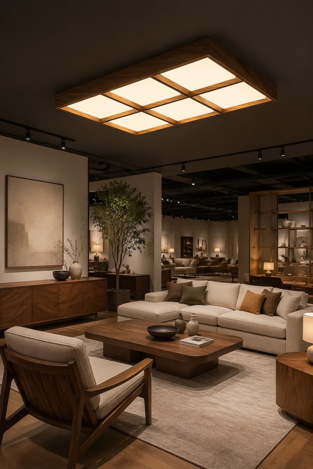 Modern Wooden LED Ceiling Light | Nordic Rectangular Wood Flush Mount Lamp for Residential & Commercial Projects