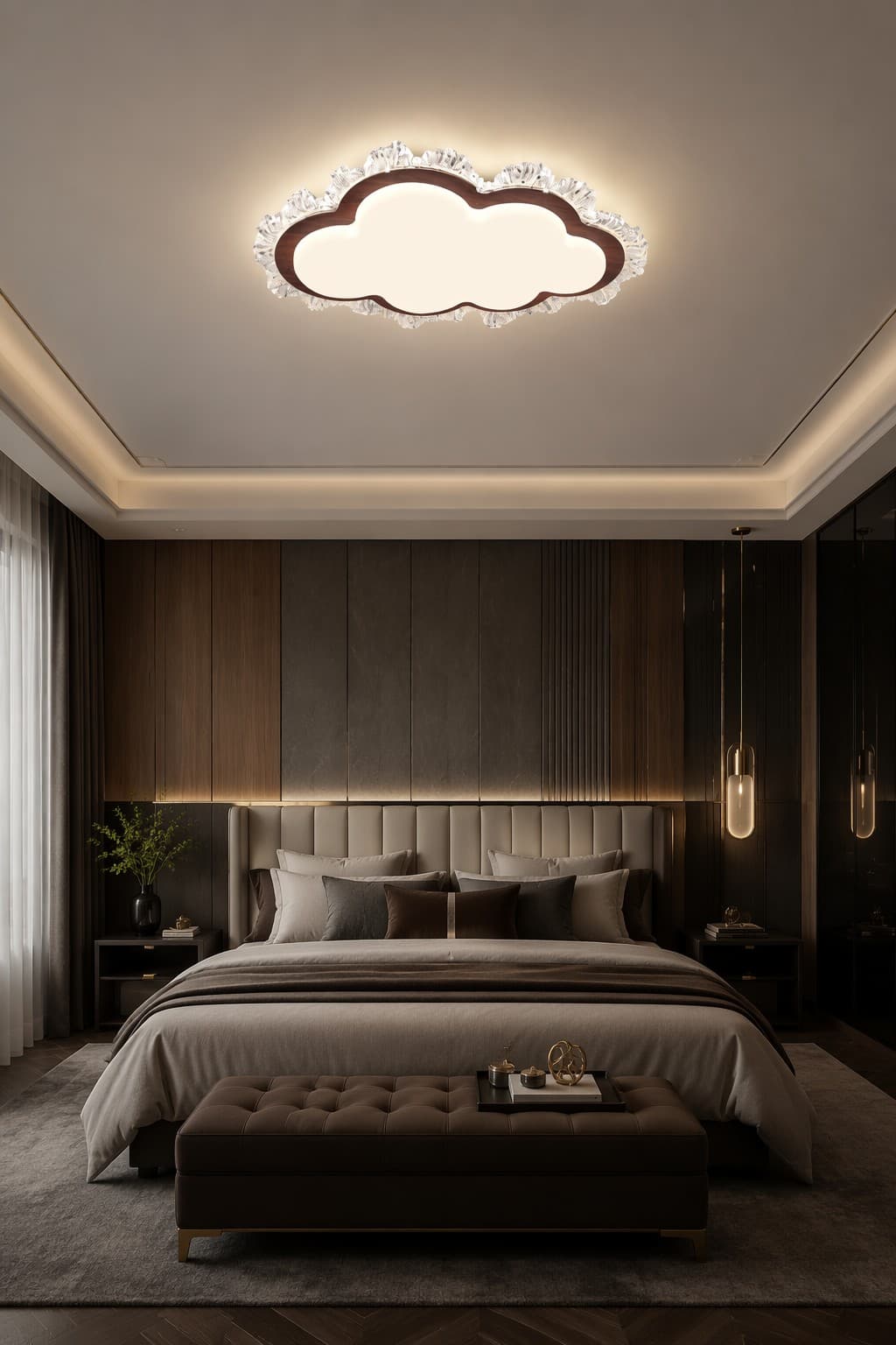 Modern Wooden Cloud Shape LED Ceiling Light | Decorative Nordic Flush Mount Lamp