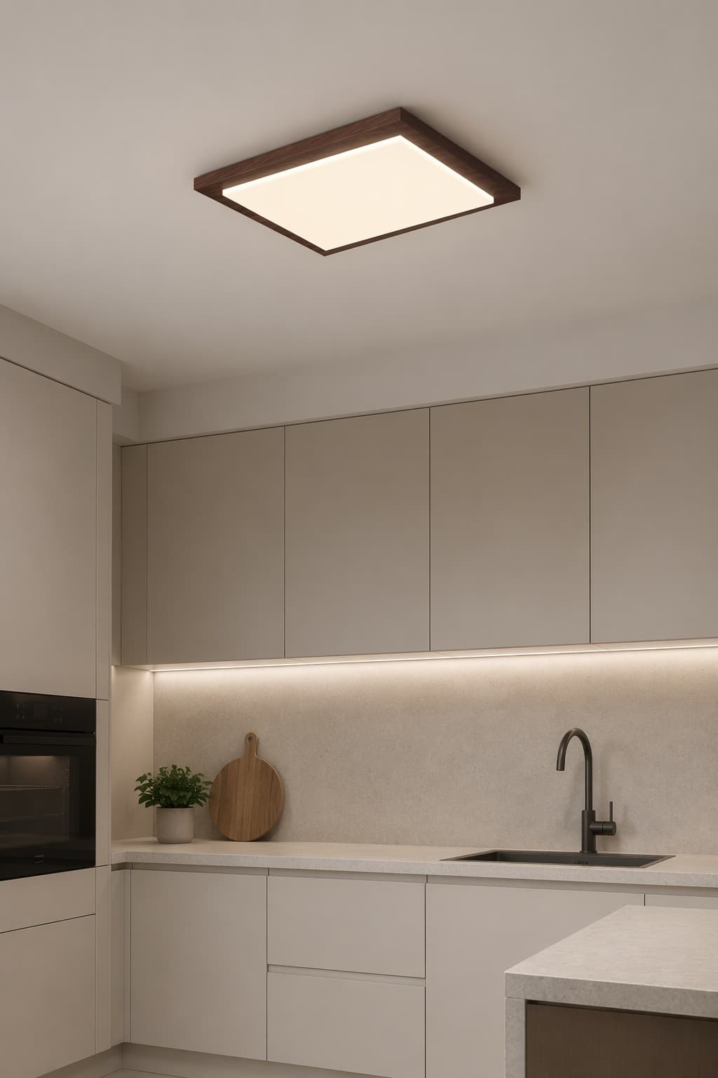 PZE-DP259-480 Nordic Square Natural Wood LED Ceiling Lamp - 46W Minimalist Japanese Panel Light