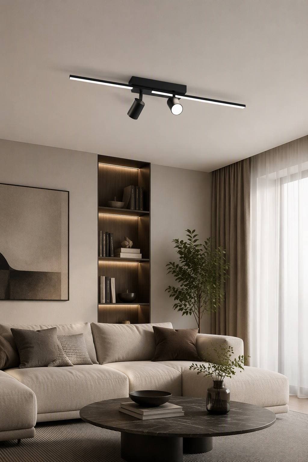 Modern Linear LED Ceiling Spotlight with Adjustable GU10 Track Lights | Minimalist Surface Mounted Lighting Fixture